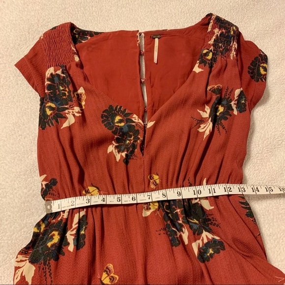 Free People “All I Got” Floral Tiered Pleated Maxi Dress Rust Red - Picture 14 of 16